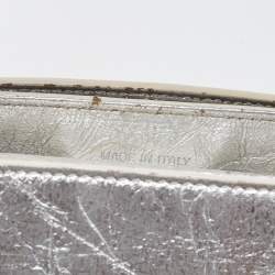 Pre Owned Dior Silver Laminated Leather Medium Diorever Bag