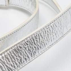 Pre Owned Dior Silver Laminated Leather Medium Diorever Bag