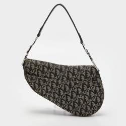 Pre Owned Dior Black Oblique Canvas and Leather Saddle Bag