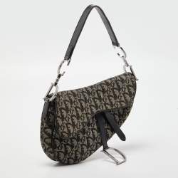 Pre Owned Dior Black Oblique Canvas and Leather Saddle Bag
