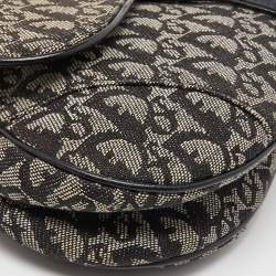 Pre Owned Dior Black Oblique Canvas and Leather Saddle Bag