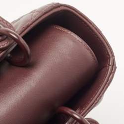 Pre Owned Dior Burgundy Cannage Matte Leather Medium Lady Dior Tote