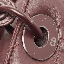 Pre Owned Dior Burgundy Cannage Matte Leather Medium Lady Dior Tote
