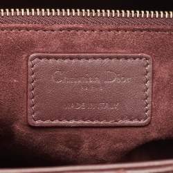 Pre Owned Dior Burgundy Cannage Matte Leather Medium Lady Dior Tote