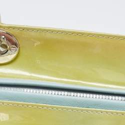 Pre Owned Dior Lime Green Cannage Patent Leather Large Lady Dior Tote
