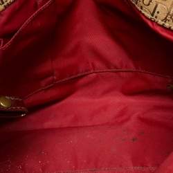 Pre Owned Dior Beige/Maroon Diorissimo Canvas,Suede and Patent Leather Shoulder Bag