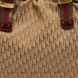 Pre Owned Dior Beige/Maroon Diorissimo Canvas,Suede and Patent Leather Shoulder Bag