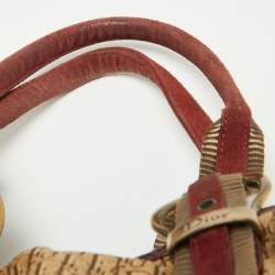 Pre Owned Dior Beige/Maroon Diorissimo Canvas,Suede and Patent Leather Shoulder Bag