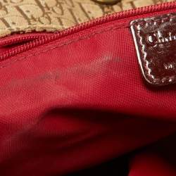Pre Owned Dior Beige/Maroon Diorissimo Canvas,Suede and Patent Leather Shoulder Bag