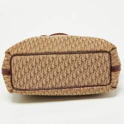 Pre Owned Dior Beige/Maroon Diorissimo Canvas,Suede and Patent Leather Shoulder Bag