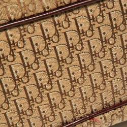 Pre Owned Dior Beige/Maroon Diorissimo Canvas,Suede and Patent Leather Shoulder Bag