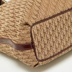 Pre Owned Dior Beige/Maroon Diorissimo Canvas,Suede and Patent Leather Shoulder Bag