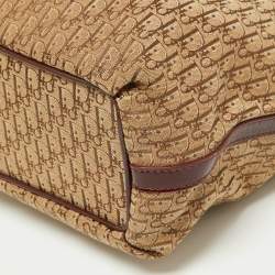 Pre Owned Dior Beige/Maroon Diorissimo Canvas,Suede and Patent Leather Shoulder Bag