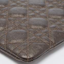 Pre Owned Dior Khaki Cannage Coated Canvas Rivage Clutch