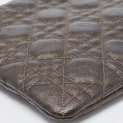 Pre Owned Dior Khaki Cannage Coated Canvas Rivage Clutch