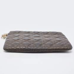 Pre Owned Dior Khaki Cannage Coated Canvas Rivage Clutch