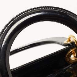 Dior Black Cannage Patent Leather Medium Lady Dior Tote