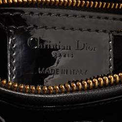 Dior Black Cannage Patent Leather Medium Lady Dior Tote