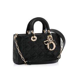 Pre Owned Dior Black Medium Cannage Lady D-Joy