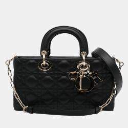 Pre Owned Dior Black Medium Cannage Lady D-Joy