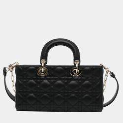 Pre Owned Dior Black Medium Cannage Lady D-Joy