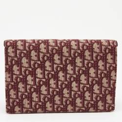 Dior Burgundy Oblique Canvas Saddle Wallet on Chain Bag