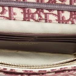 Dior Burgundy Oblique Canvas Saddle Wallet on Chain Bag