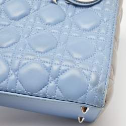 Dior Blue/Grey Cannage Leather Medium Lady Dior Tote