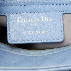 Dior Blue/Grey Cannage Leather Medium Lady Dior Tote