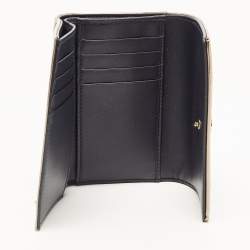 Pre Owned Dior Gold Patent Leather Diorama Trifold Compact Wallet