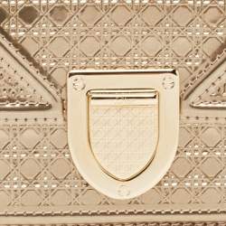 Pre Owned Dior Gold Patent Leather Diorama Trifold Compact Wallet