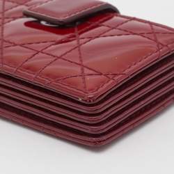 Pre Owned Dior Red Cannage Patent Leather Lady Dior 5 Gusset Card Holder