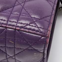 Pre Owned Dior Purple Cannage Soft Leather Large Lady Dior Tote