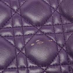 Pre Owned Dior Purple Cannage Soft Leather Large Lady Dior Tote