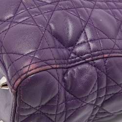 Pre Owned Dior Purple Cannage Soft Leather Large Lady Dior Tote