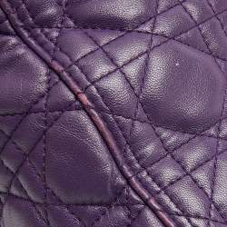 Pre Owned Dior Purple Cannage Soft Leather Large Lady Dior Tote