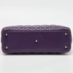 Pre Owned Dior Purple Cannage Soft Leather Large Lady Dior Tote