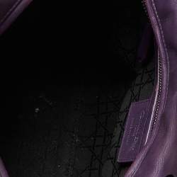 Pre Owned Dior Purple Cannage Soft Leather Large Lady Dior Tote