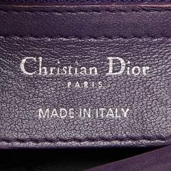 Pre Owned Dior Purple Cannage Soft Leather Large Lady Dior Tote