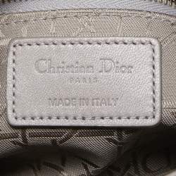 Pre Owned Dior Grey Shimmering Leather Mini Lady Dior Tote
