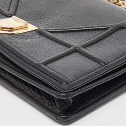 Pre Owned Dior Black Leather Diorama Wallet on Chain