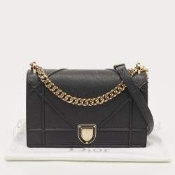 Pre Owned Dior Black Leather Medium Diorama Flap Shoulder Bag