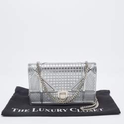 Dior SIlver Micro Cannage Patent Leather Diorama Wallet On Chain