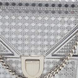 Dior SIlver Micro Cannage Patent Leather Diorama Wallet On Chain