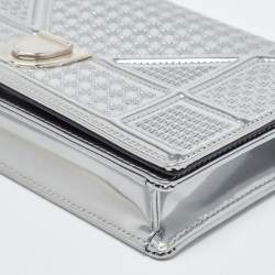Dior SIlver Micro Cannage Patent Leather Diorama Wallet On Chain