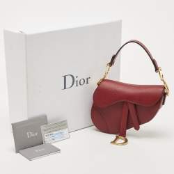 Dior Red Leather Mini Saddle Bag