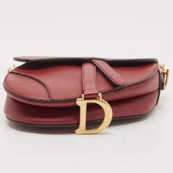 Dior Red Leather Mini Saddle Bag
