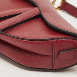 Dior Red Leather Mini Saddle Bag