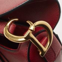 Dior Red Leather Mini Saddle Bag