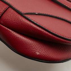 Dior Red Leather Mini Saddle Bag